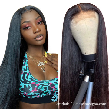 Raw Indian Cuticle Aligned Human Virgin Hair Lace Front Wig Wholesale Full HD Lace Closure Frontal Wig Straight Hair Pre Plucked